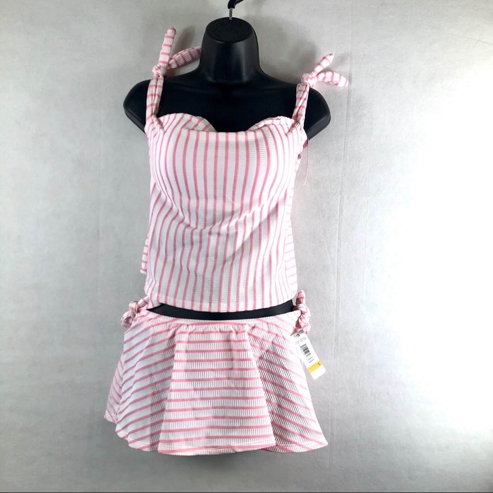 Anne Cole Pink and White Striped Bikini